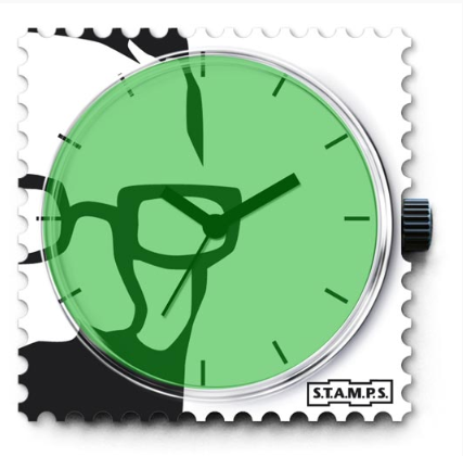 Single Clock Face - Green Glasses