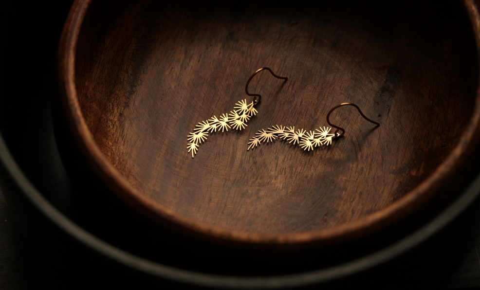Pine Earrings S Gold