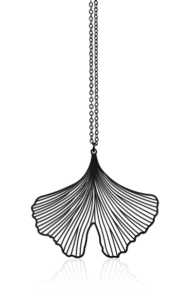 Black Ginkgo Pendant