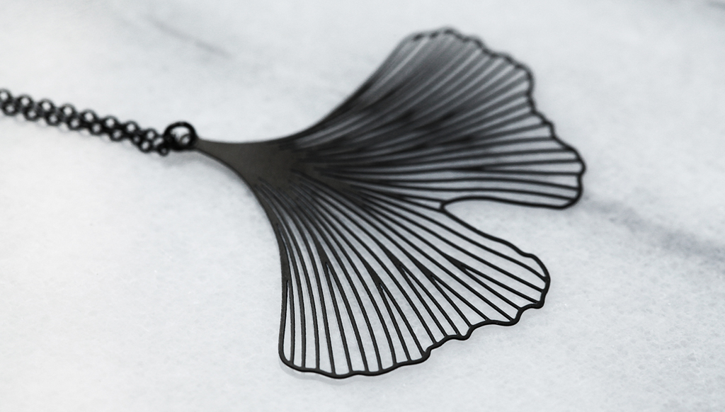 Black Ginkgo Pendant