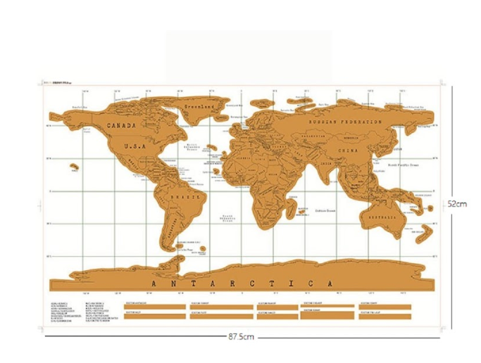 Scratch Map Vintage White Large