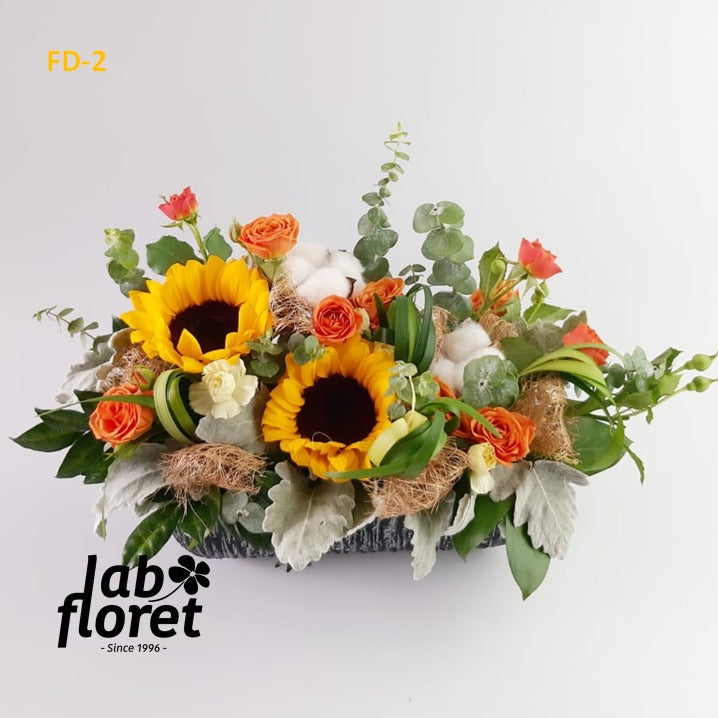 FD-2 Sunflower Cotton Table Arrangement